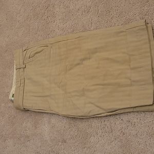 Khaki Capri pants tan striped with cuff
